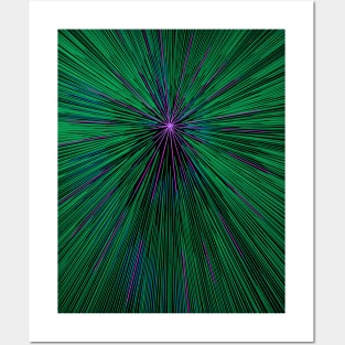 A colorful hyperdrive explosion - green with purple highlights version Posters and Art